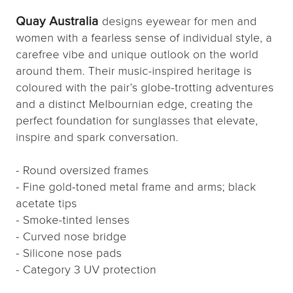 QUAY // ltd ed oversized retro-glam smoke lens gold frames